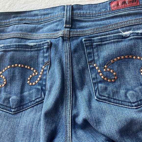 Vintage Y2K PL-11 By GLY Womens 13 Denim Jeans Studed Mid Low-Rise Made in USA - Picture 7 of 10